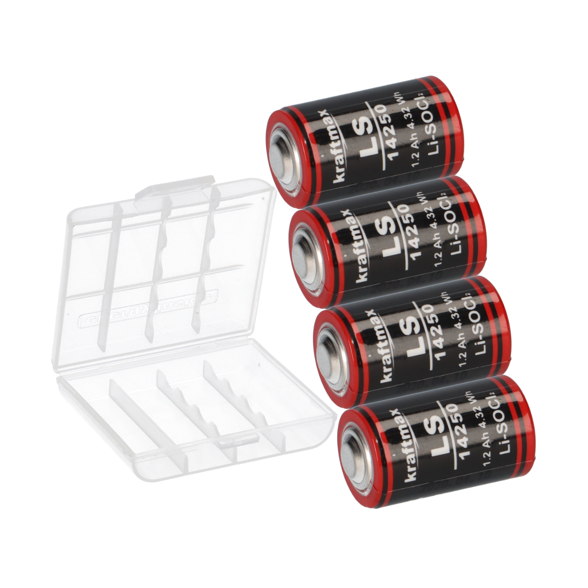4x Kraftmax Lithium 3,6V Batterie LS14250 1/2 AA - Zelle + Box