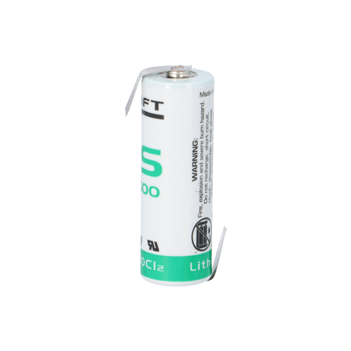 SAFT LS17500 A – 3,6 V Lithium-Thionylchlorid (Li-SOCl₂) A-Zelle mit Z-Lötfahne – Industrie