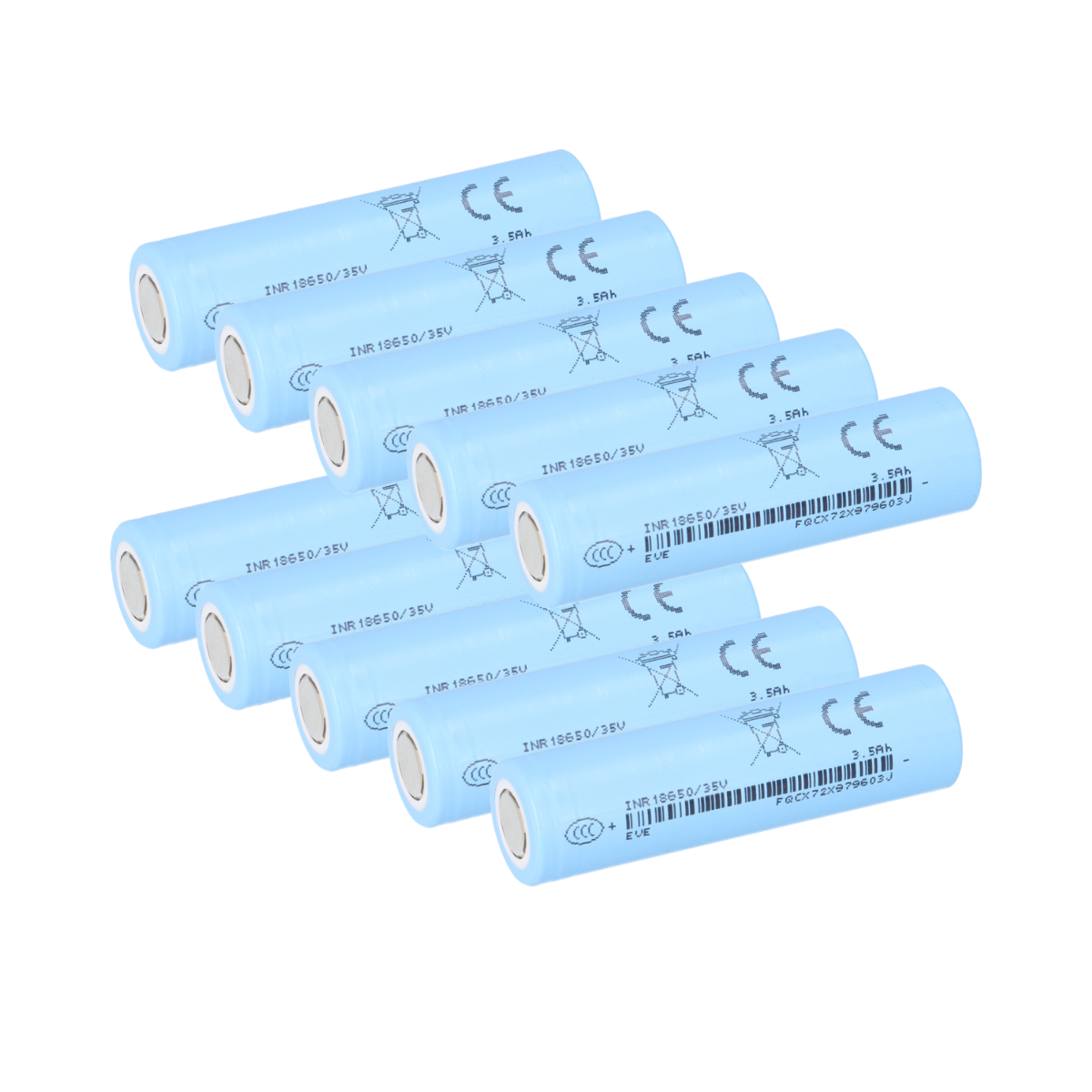 10x EVE INR18650-35V Akku 3500mAh 3,6V Li-Ion 18650 Set