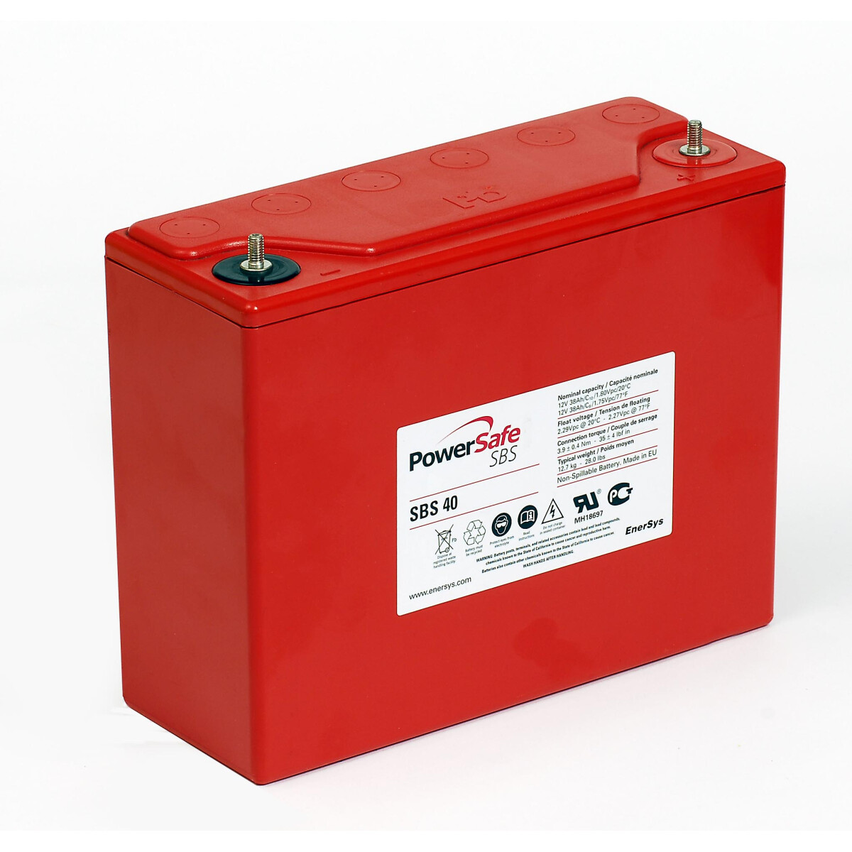 EnerSys PowerSafe SBS 40 Reinblei-Akku 12V 38Ah – 2x M6-Innengewinde
