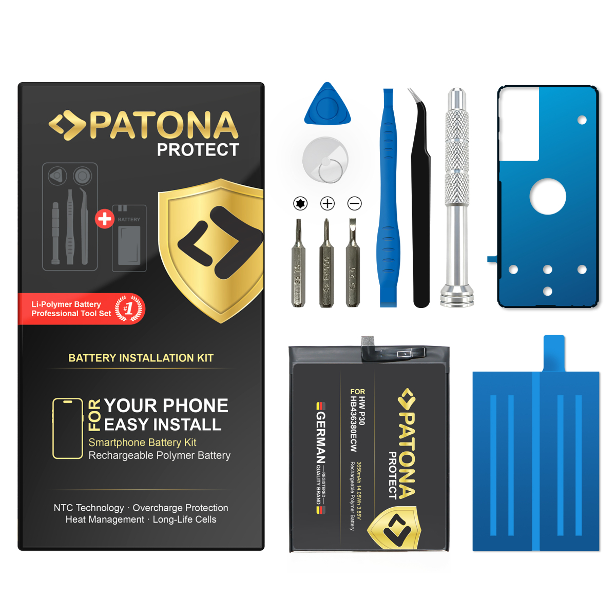 PATONA PROTECT Akku 3600mAh für Huawei P30 mit Zubehör