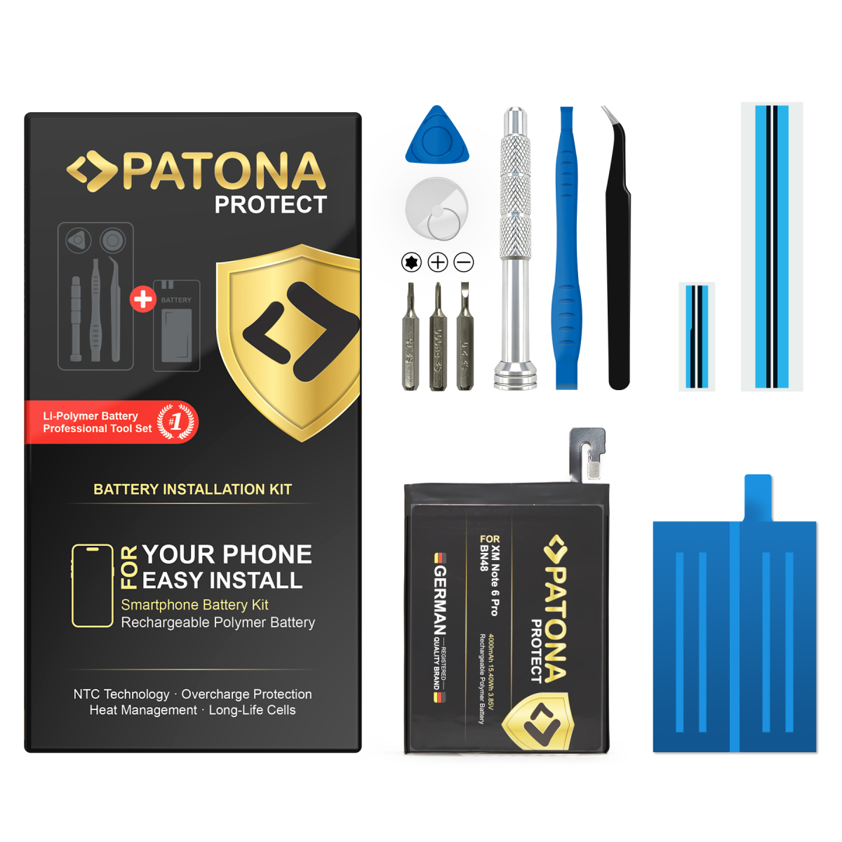 PATONA PROTECT Akku 4000mAh für Xiaomi Redmi – inkl. Einbaukit