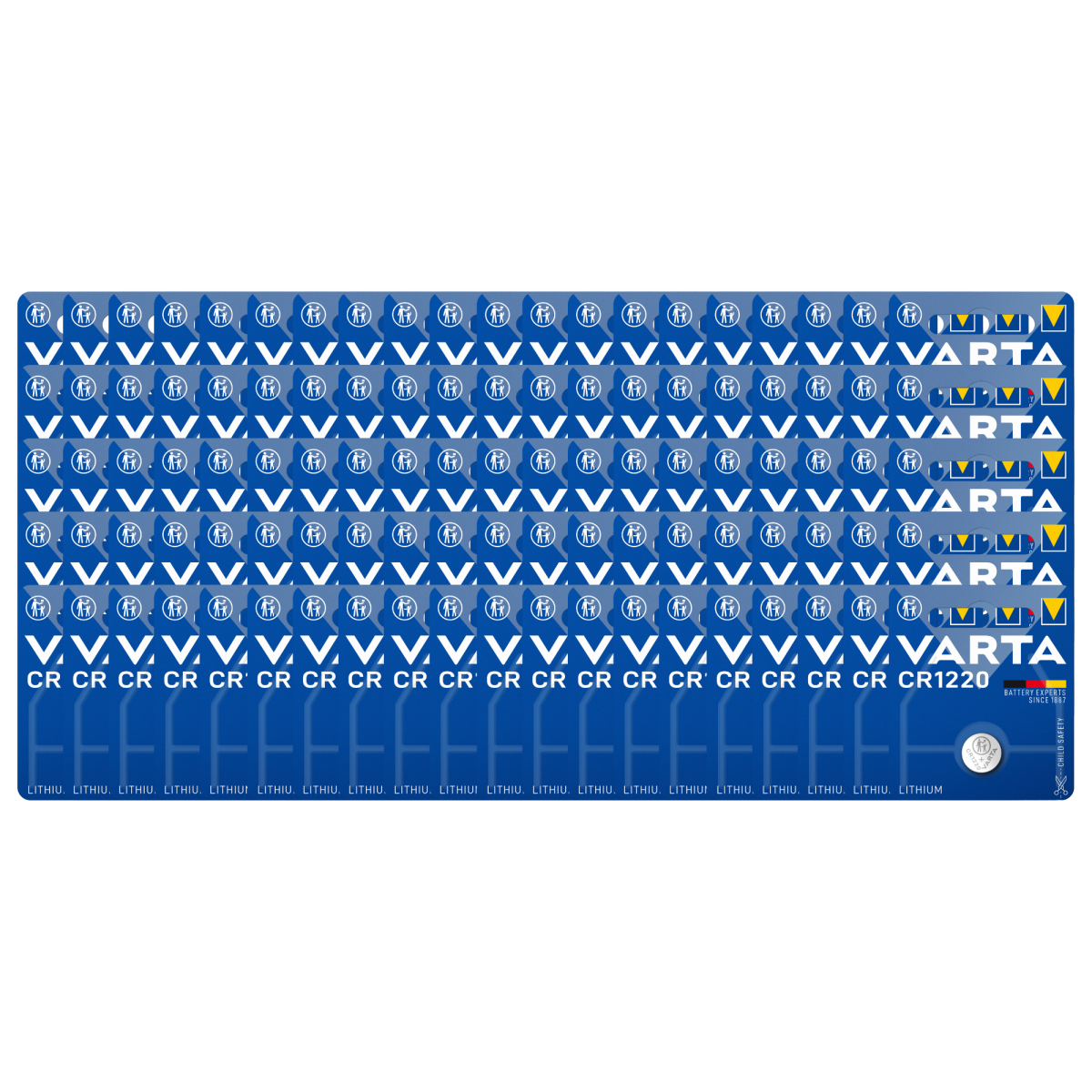 Varta CR1220 Lithium Knopfzellen 3V 1er-Blister – 100er-Pack