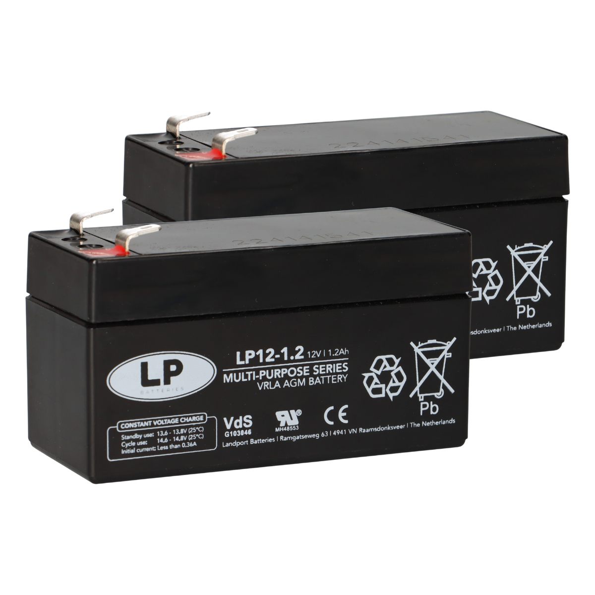 2x LANDPORT VRLA AGM Stützbatterie 12V 1,2Ah – Versorgungsbatterie Bordnetz passend für Mercedes-Benz