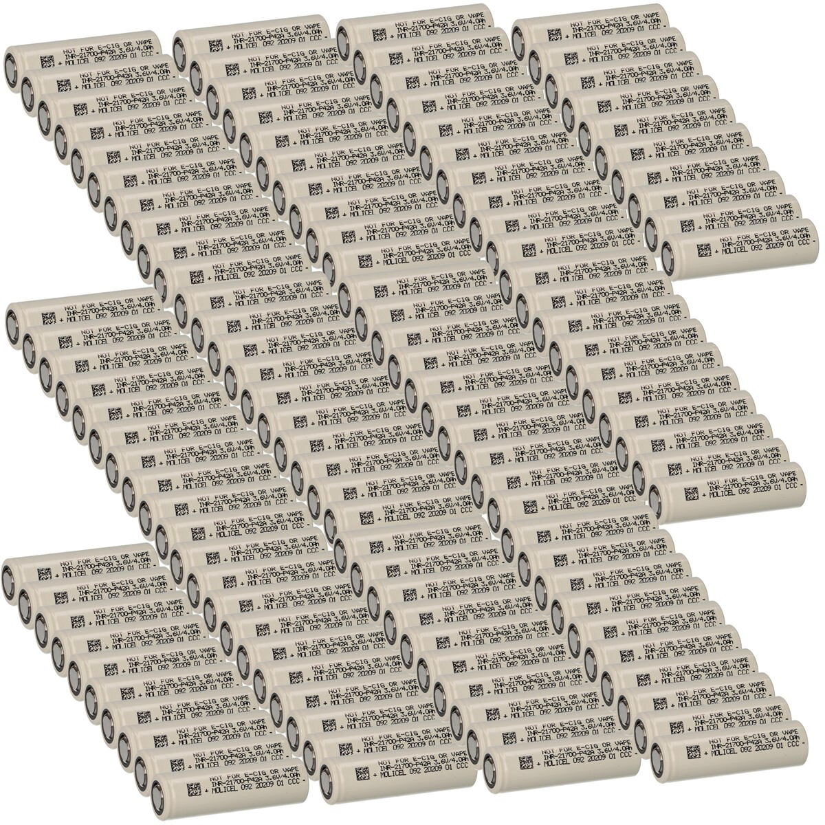 100er-Set Molicel INR21700-P42A Li-Ion Akku 21700 3,6 V 4.200 mAh – Flat Top