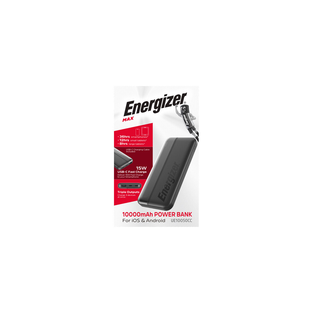 UE10050CC Powerbank 10.000mAh USB-A USB-C LED schwarz