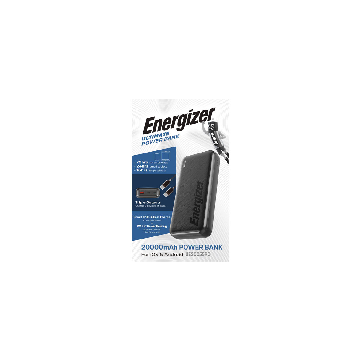 UE20055PQ Powerbank 20.000mAh, PD 22,5W, USB-C, schwarz