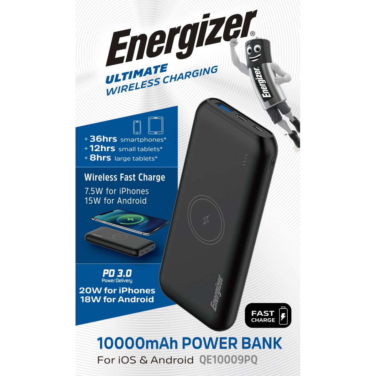 QE10009PQ Wireless Powerbank 10000 mAh 20W USB-C PD Qi