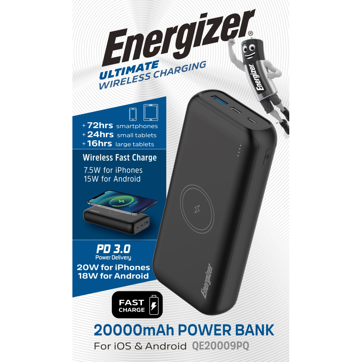 QE20009PQ Wireless Powerbank 20000 mAh 20W USB-C PD Qi