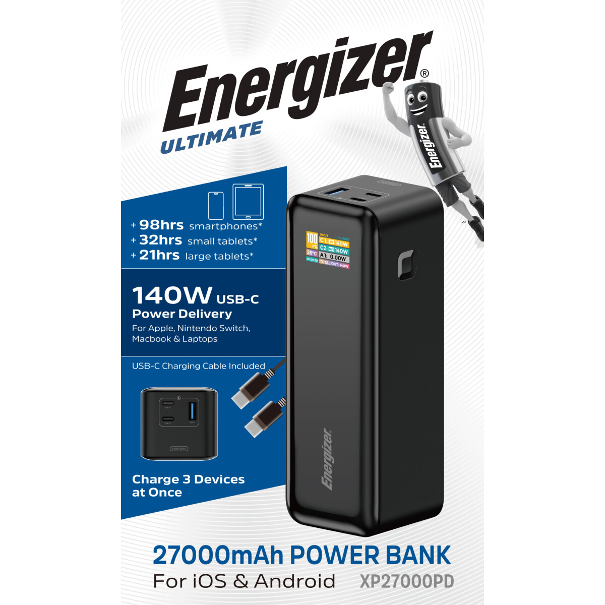 XP27000PD Powerbank 27.000 mAh | 140W PD für Laptop & Reise