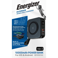 QM10001AC Powerbank mit AC‑Stecker, Qi‑Ladefl
