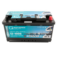 Q-Batteries 12,8V 100Ah LiFePO4 Akku mit Bluetooth & Hei