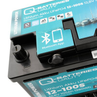 Q-Batteries 12,8V 100Ah LiFePO4 Akku mit Bluetooth & Hei