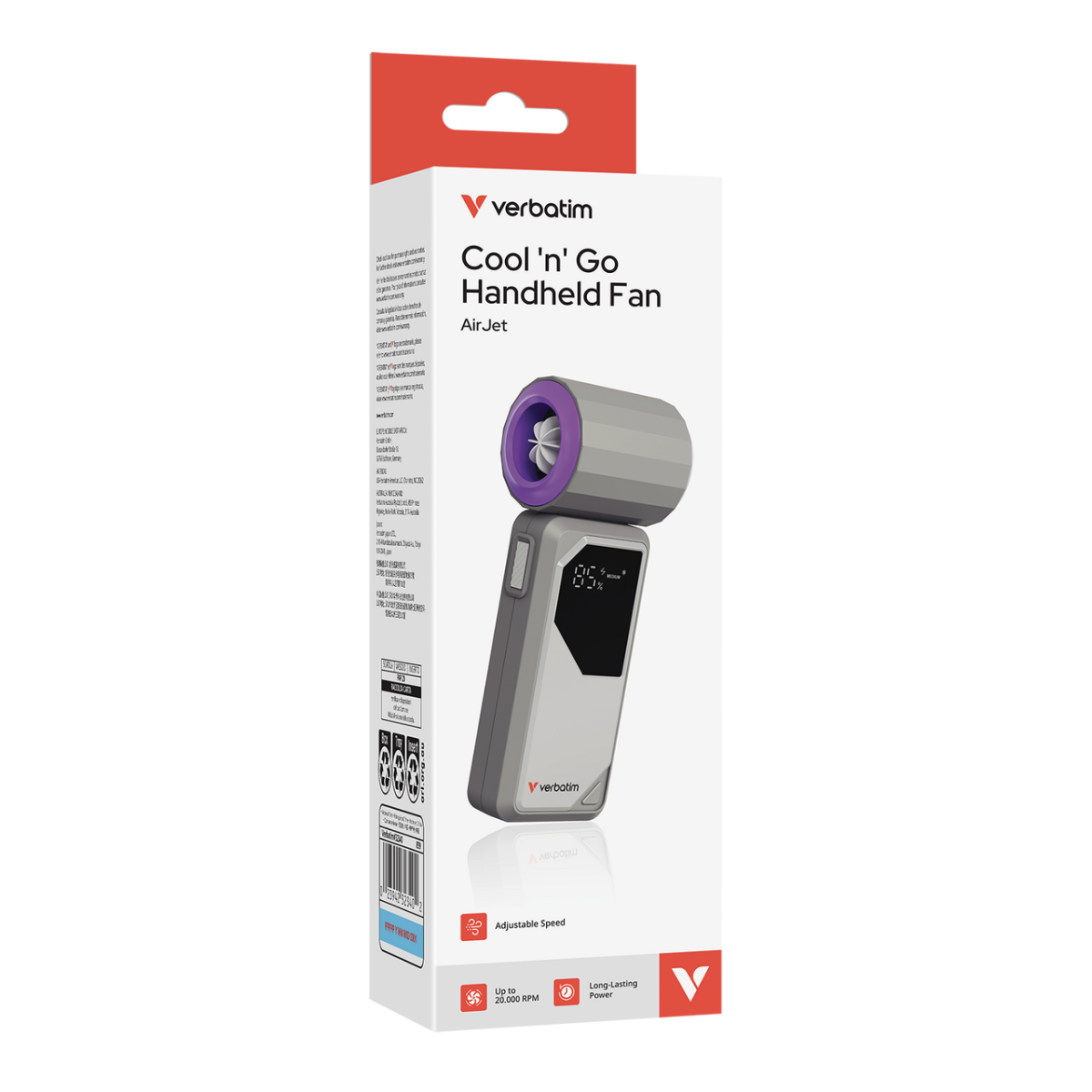 Verbatim Cool'n'Go AirJet Handventilator 4000mAh Grau Lila