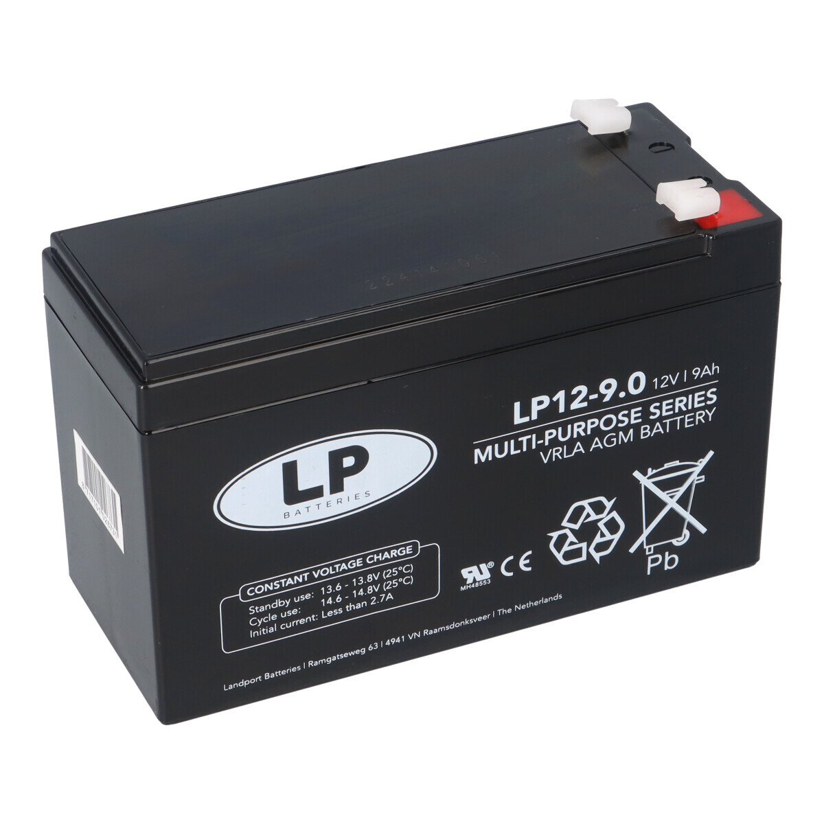 Landport LP12-9.0 T2 12V 9Ah AGM Bleiakku 6,3 mm Faston