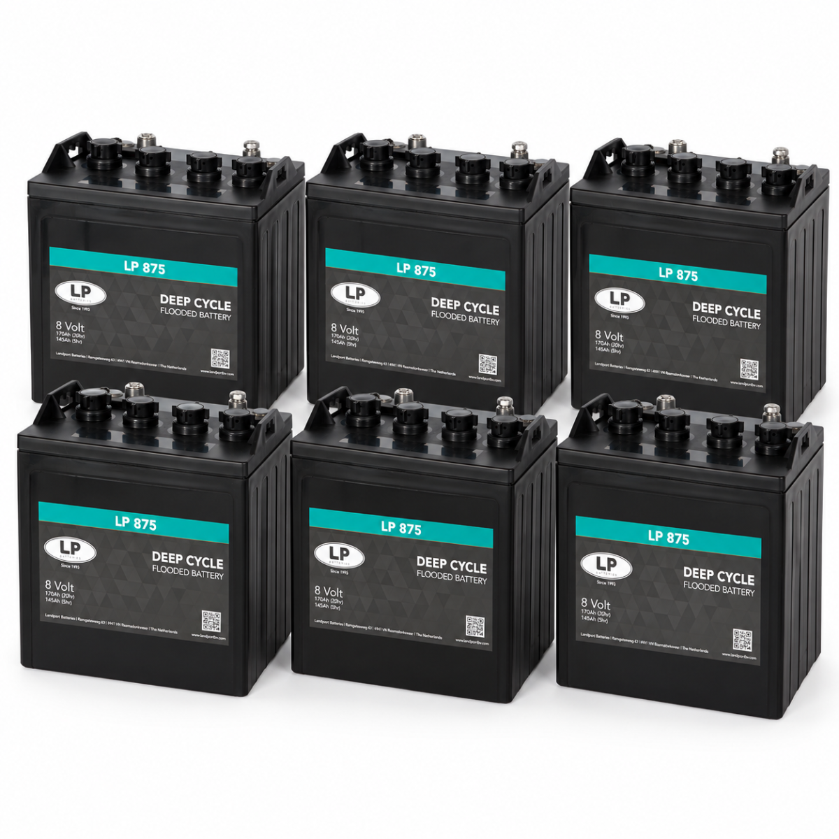 6x Landport LP 875 8V 170Ah Deep Cycle Traktionsbatterie (24V)