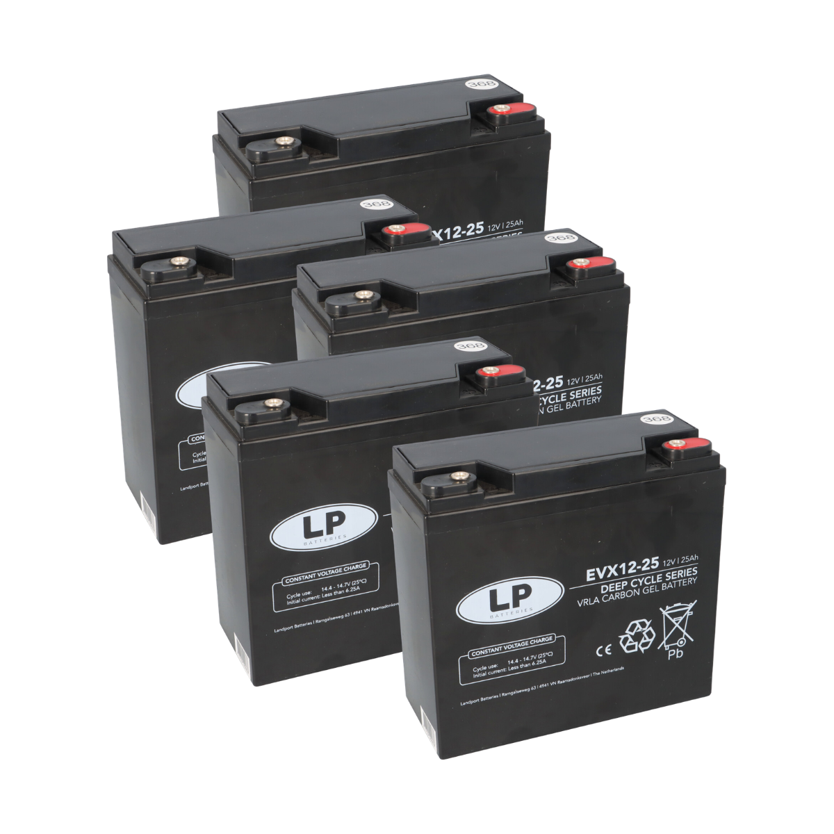 60V 25Ah AGM-GEL Akku-Satz für SXT Raptor 1200 V2 & Viper – 5x Landport EVX12-25