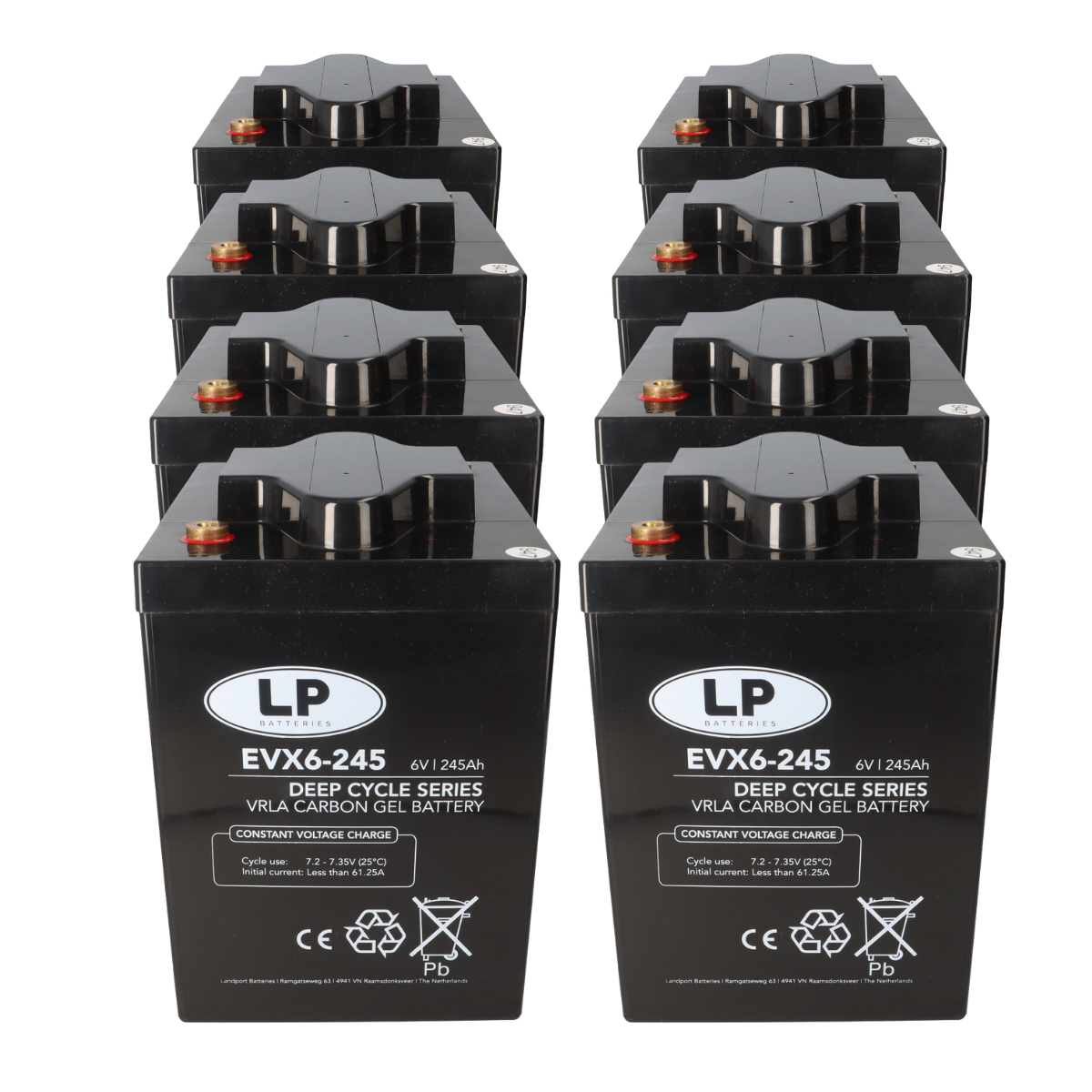 8x Landport EVX6-245 T11 6V 245Ah – 48V 245Ah Deep Cycle Batteriesatz