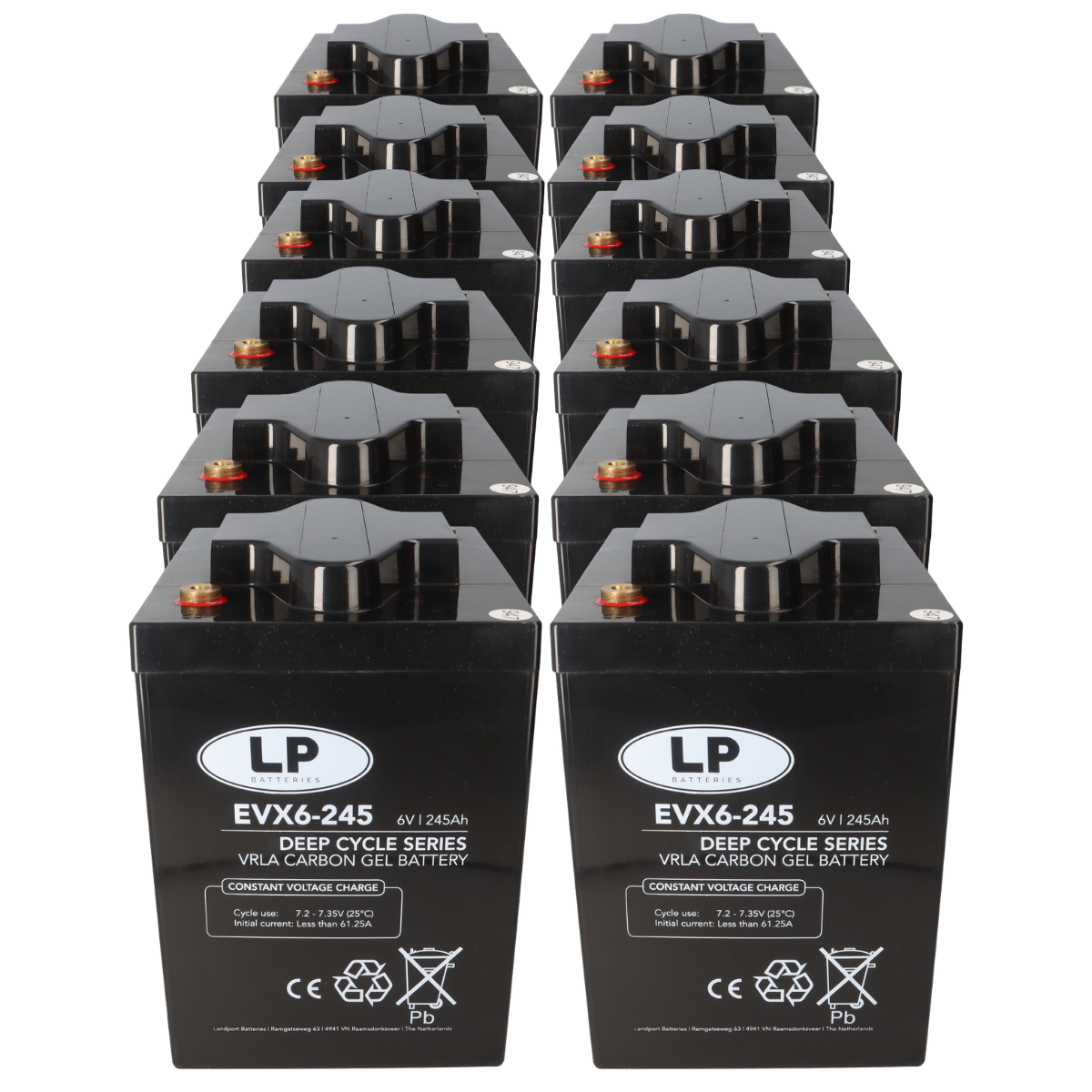 12x Landport EVX6-245 T11 6V 245Ah – 72V 245Ah Deep Cycle Batteriesatz