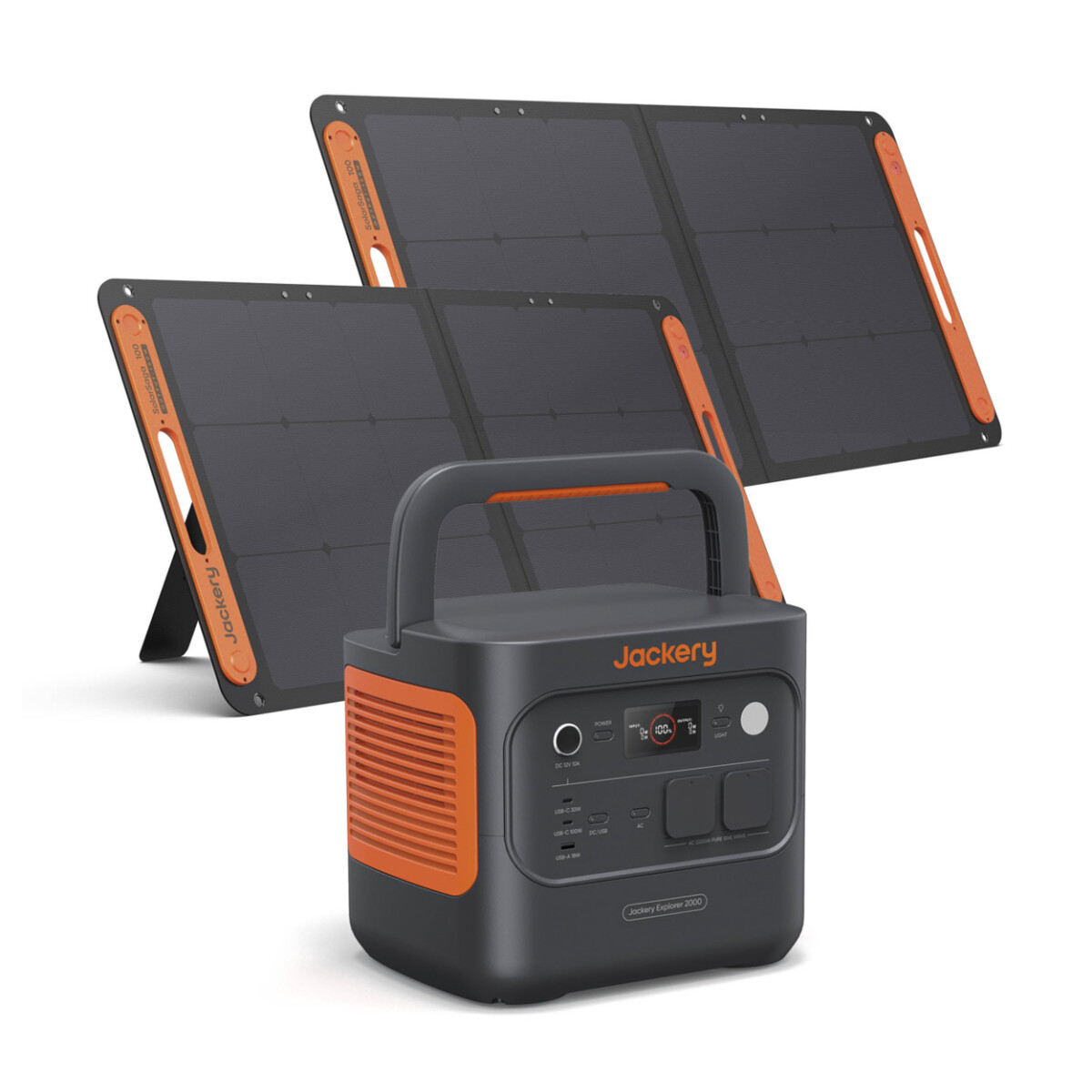 Jackery Explorer 2000 v2 Powerstation mit 2x SolarSaga 100W Solarpanel Set