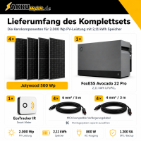 Balkonkraftwerk 2000 Wp mit FoxESS Avocado 22 Pro 2,11 kWh S
