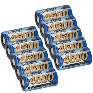 10x XCell Racing Sub-C Ni-MH 4500mAh 1,2V Sub C X4500SCR Akku Modellbau