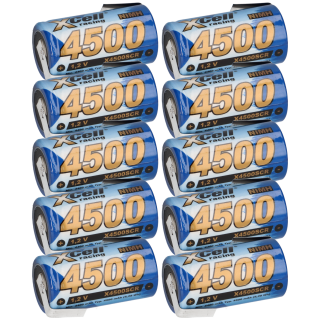 10x XCell Racing Einzelzelle Ni-MH 4500mAh 1,2V Sub C X4500SCR mit Z- Lötfahne