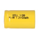 5x XCell Akku 1/2 AA 1,2V 600mAh Ni-MH. X1/2AA600 Mignon