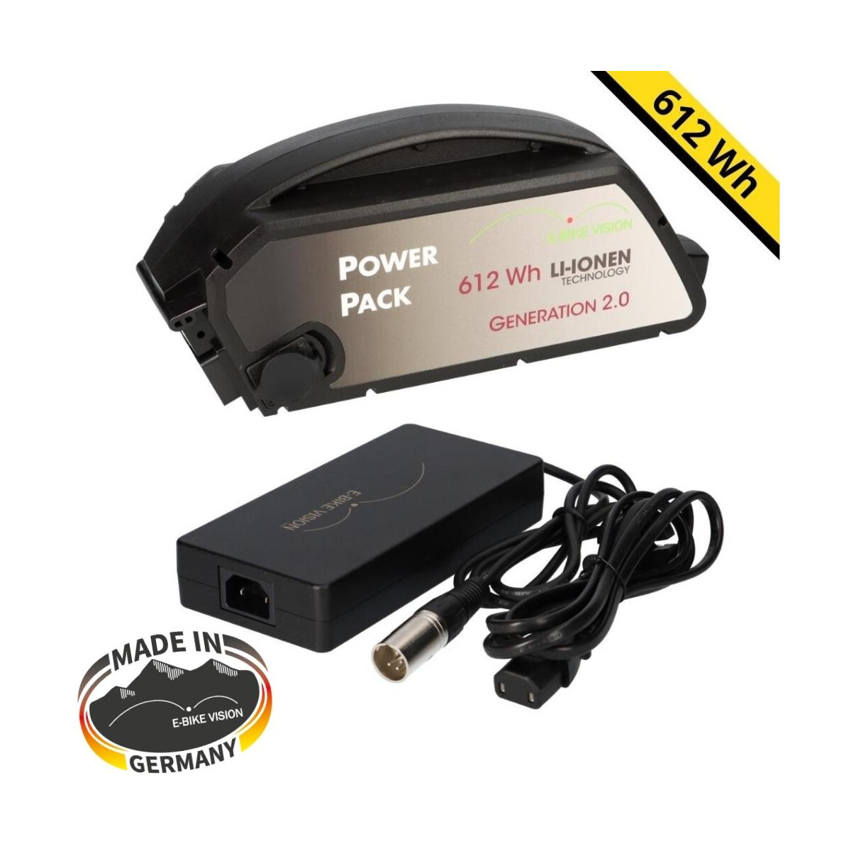 Set E-Bike Akku Ersatzakku Power Pack 17 Ah 612 Wh 36V Bosch Classic Unterrohr + Ladegerät 6A