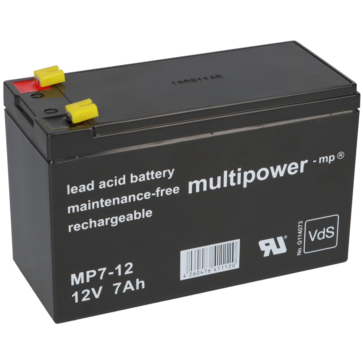 Multipower Blei-Akku MP7-12 Pb 12V / 7Ah VdS, Faston 4,8 mm