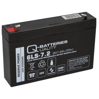 Q-Batteries 6LS-7.2 6V 7,2Ah Blei Akku AGM VRLA