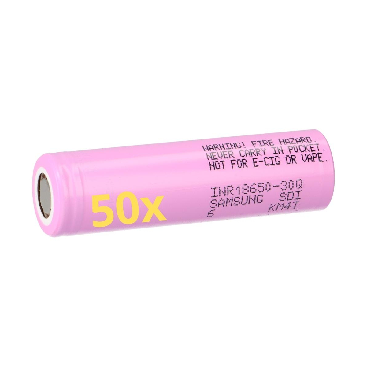 50x Samsung INR 18650-30Q Akkus 3,7V Li-Ion 3000 mAh 15A