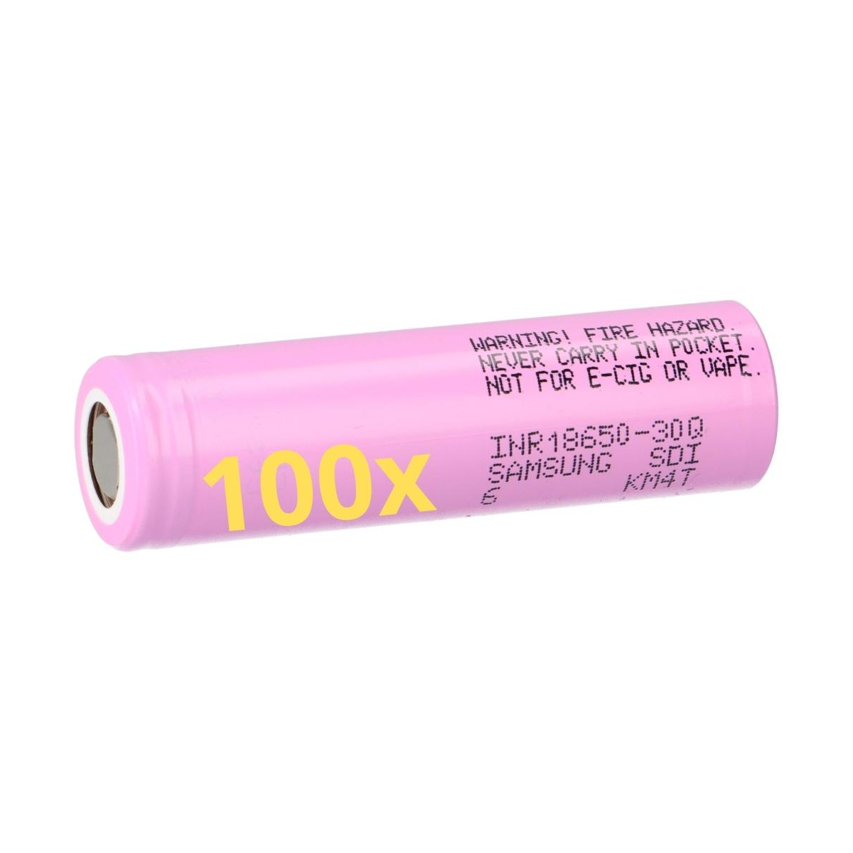 100x Samsung INR 18650 30Q Akkus 3,7V Li-Ion 3000 mAh 15A
