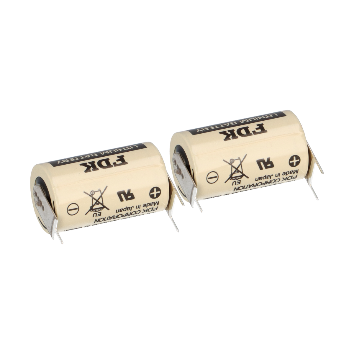 2x FDK CR14250SE-FT1 3V 850mAh 1/2AA Lithium Batterie – 3 Printpins ++/-