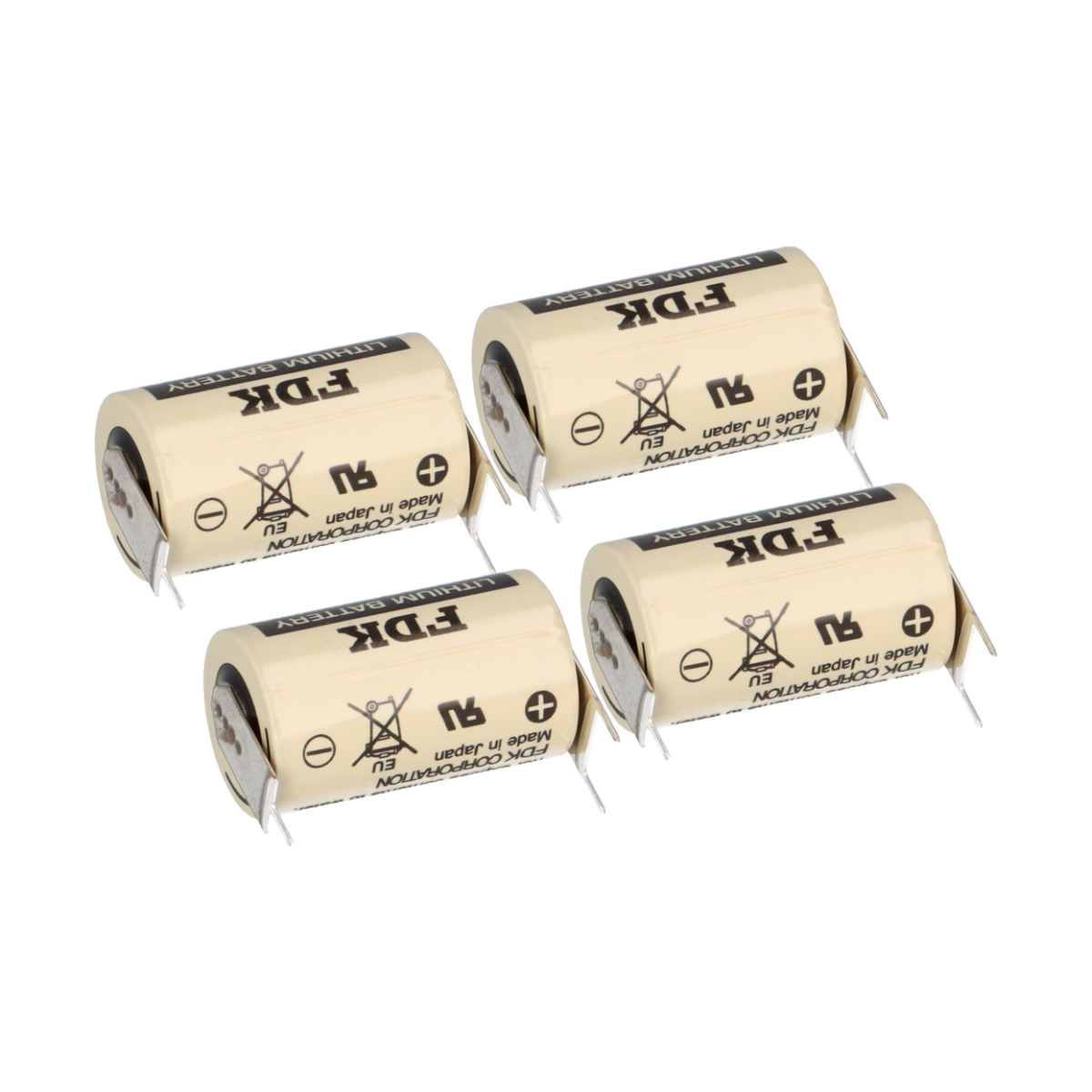 4x FDK CR14250SE-FT1 3V 850mAh 1/2AA Lithium Batterie – 3 Printpins ++/-
