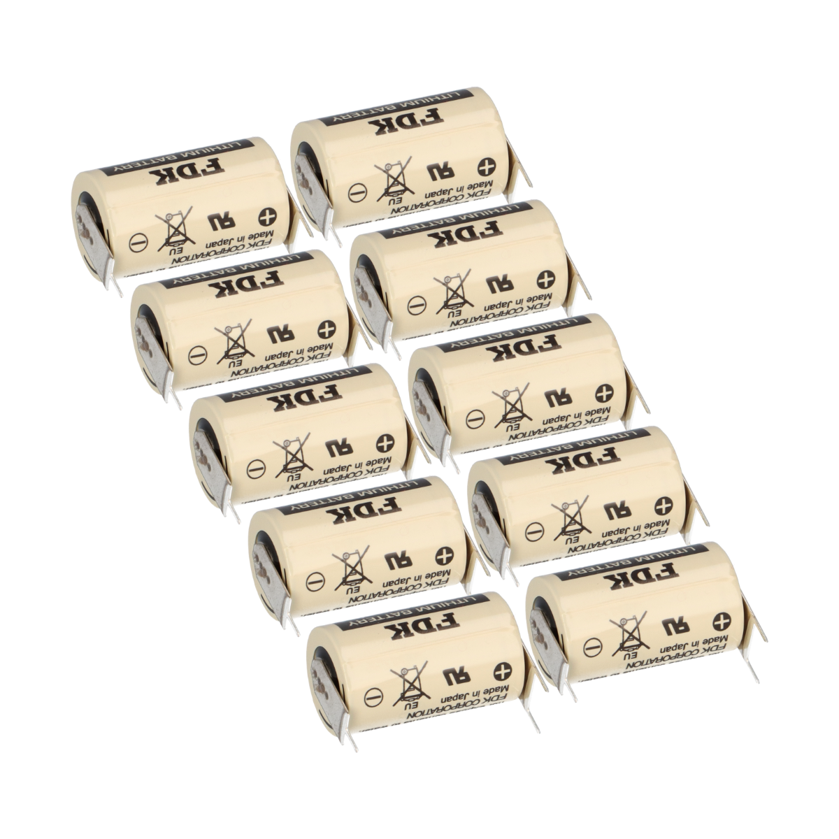 10x FDK CR14250SE-FT1 3V 850mAh 1/2AA Lithium Batterie – 3 Printpins ++/-