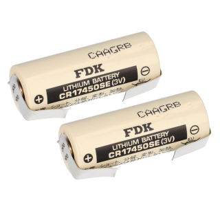 2x FDK Lithium 3V Batterie CR 17450SE A - Zelle U Lötfahne Temperaturbereich -40 - +85°C