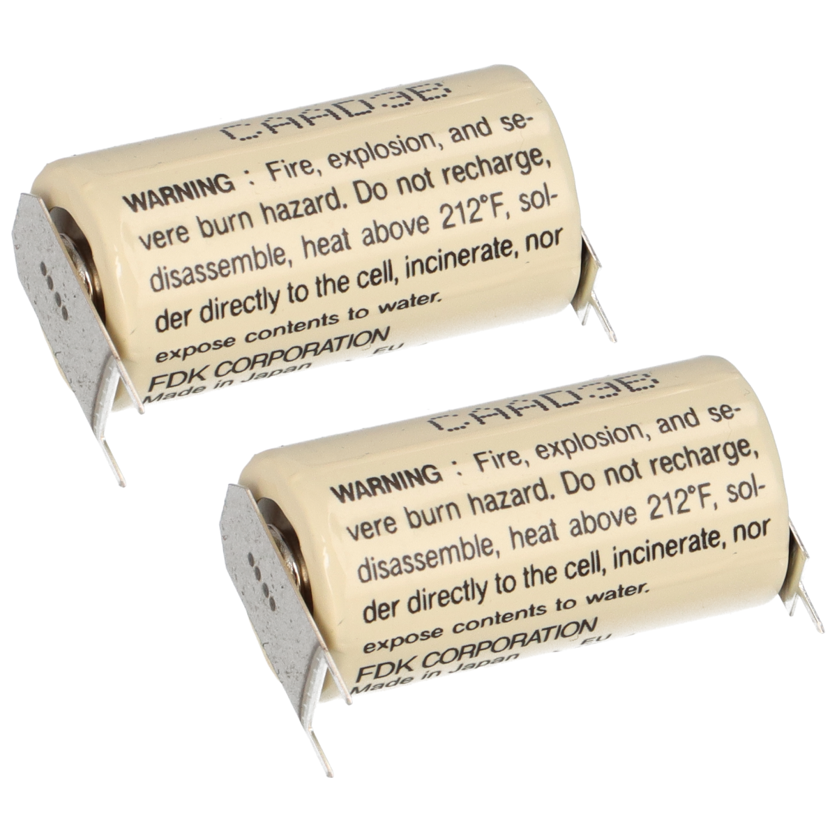 2x FDK CR17335SE 3V 1800mAh 2/3A Lithium Batterie – 3 Printpins ++/-