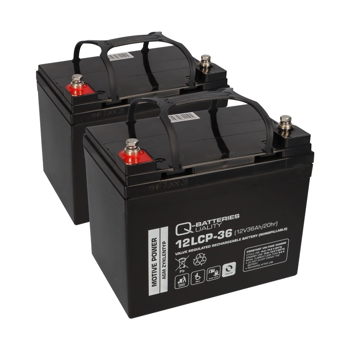 2x 12V 36Ah AGM BLEI AKKU-SATZ für ELEKTRO-ROLLSTUHL Elektromobil