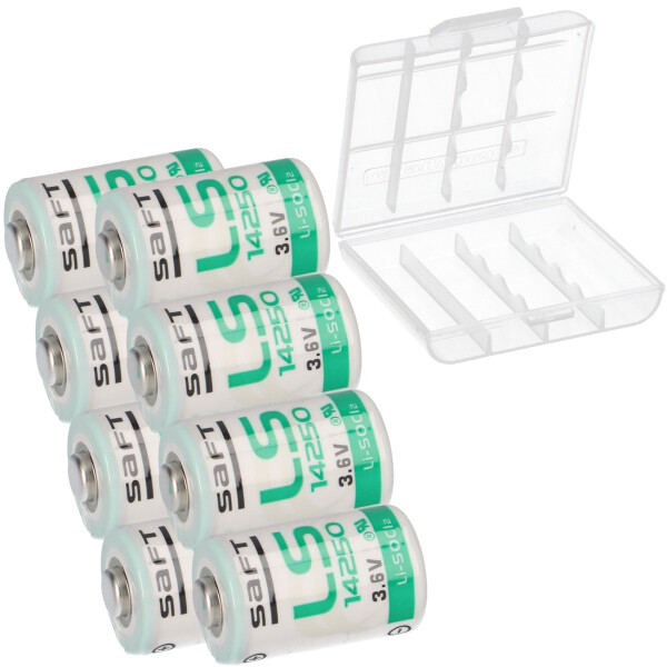 8× Saft LS14250 – 1/2 AA Lithium 3,6 V (Li-SOCl₂) Industrie-Batterien, Box