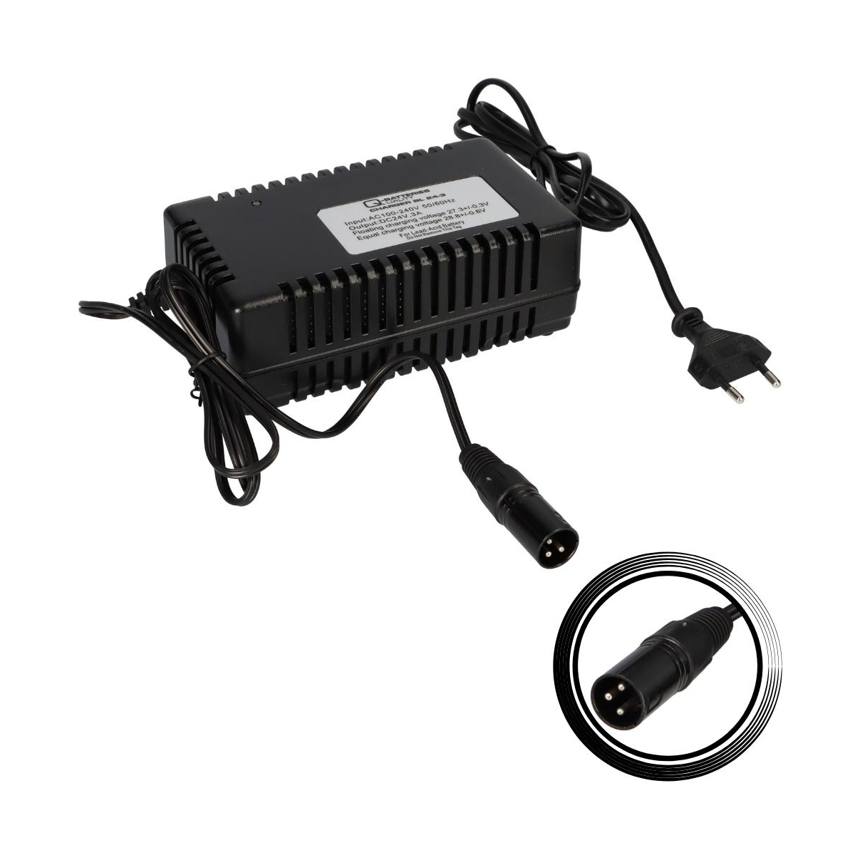 Q-Batteries BL 24-3 Ladegerät XLR-Stecker für Bleiakkus 24V - 3A Ladestrom IU0U Ladekennlinie