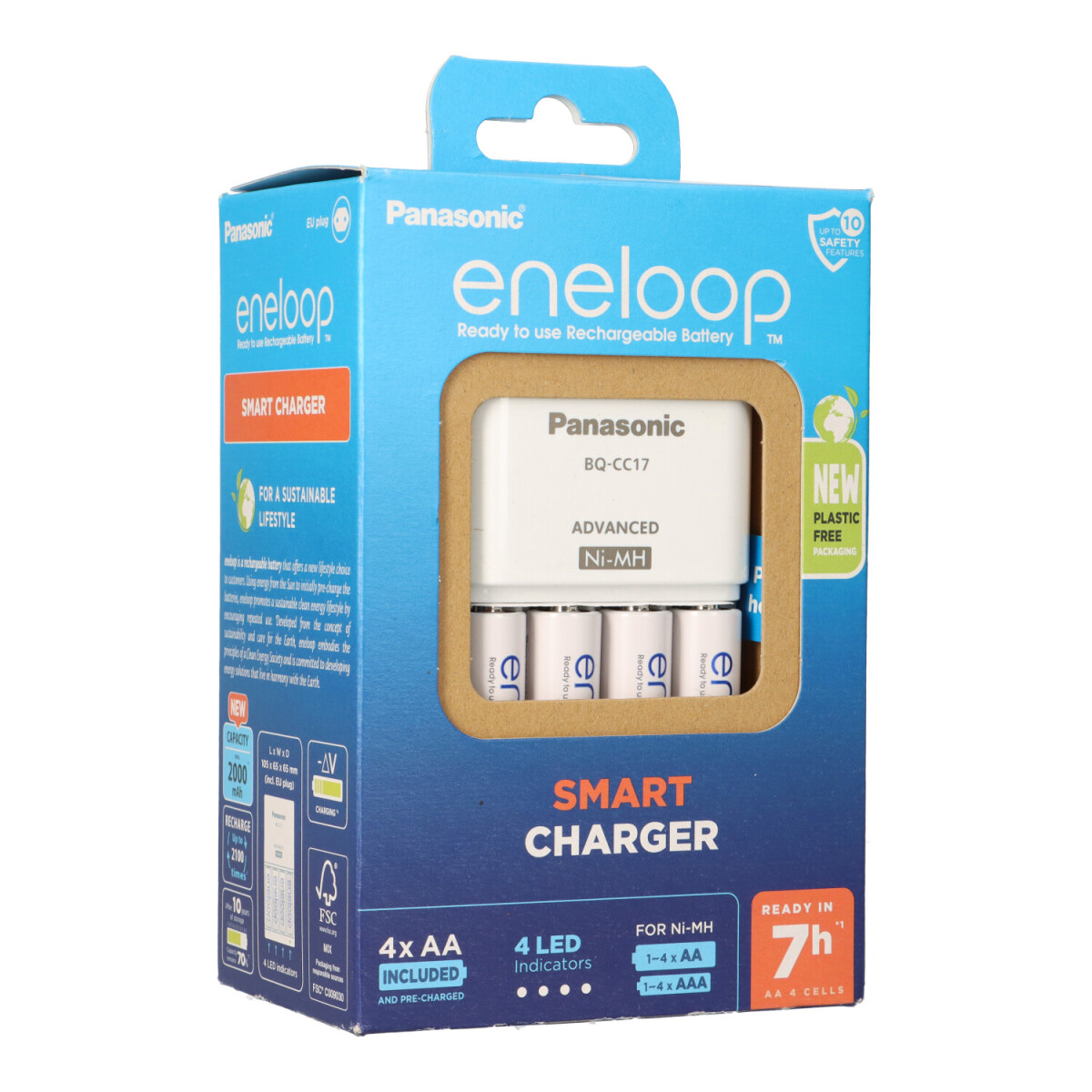 eneloop Übernachtladegerät BQ-CC17 inklusive 4x AA Akkus
