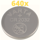 640x Varta Lithium 3V CR2032-P Bulk 3V/220mA lose CR 2032 VPE