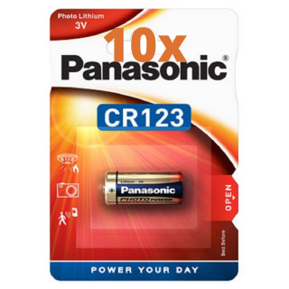 10x Panasonic CR123AL/1BP Photobatterie CR123 1400mAh Ultra Lithium