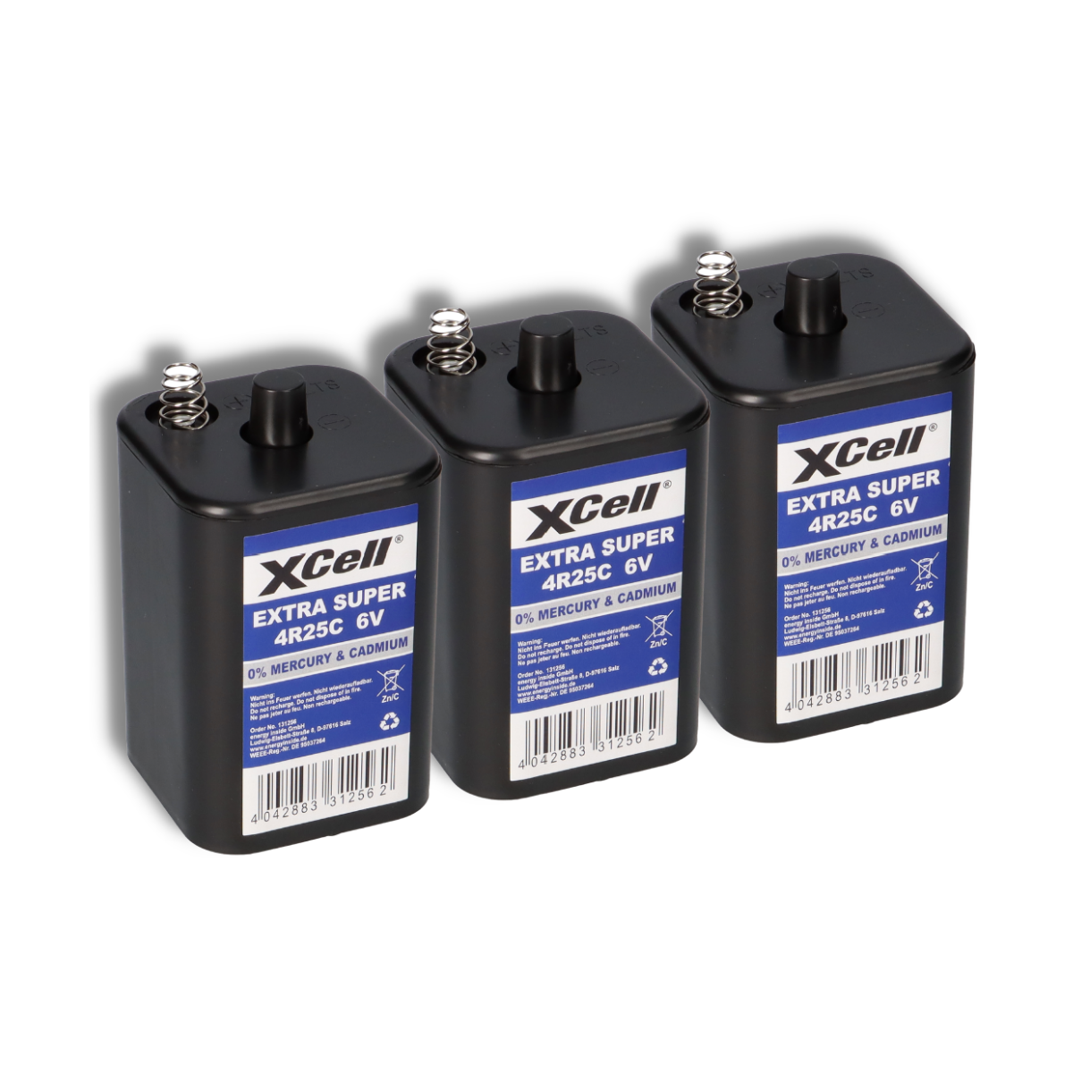 3x XCell 4R25 6V-Block Batterie SET - 6 Volt 9500 mAH