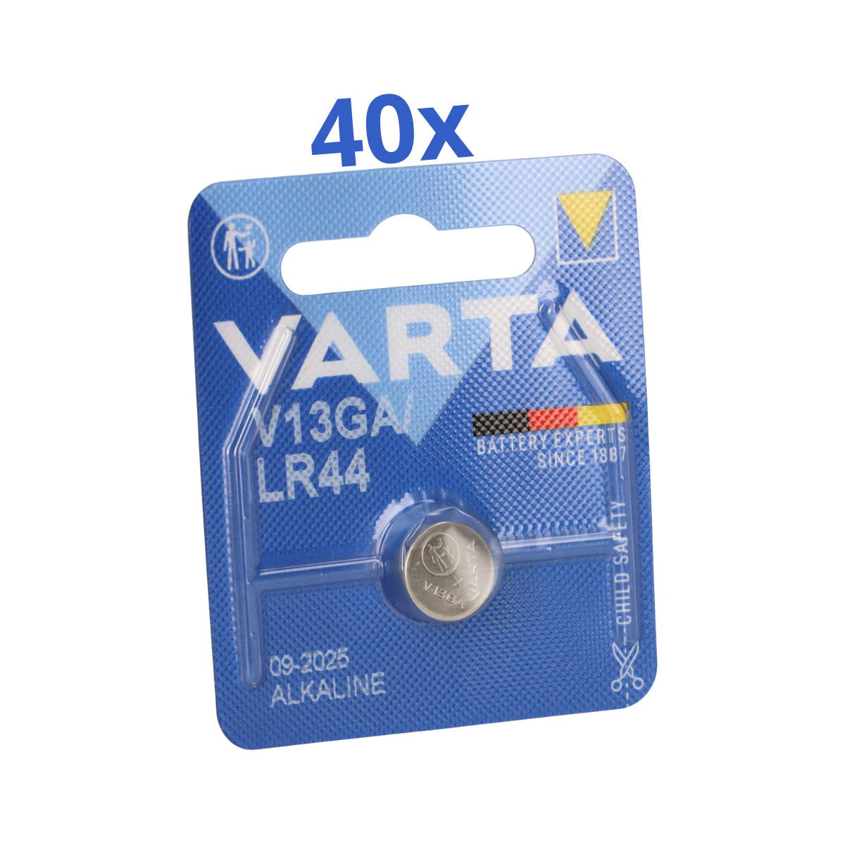 40x Varta Knopfzelle Electronics V 13 GA / A76 / LR 44 Alkaline 1,5 V 1er Blister