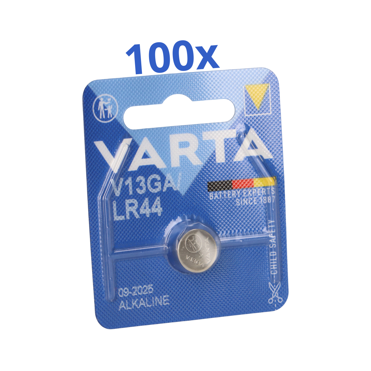 100x Varta Knopfzelle Electronics V 13 GA / A76 / LR 44 Alkaline 1,5 V 1er Blister