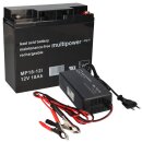 Set Q-Batteries BL 12-5 Ladegerät 5A + Multipower MP18-12 Batterie Bleigel Akku 12V 18Ah 17Ah