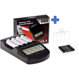 Kraftmax BC-4000 Pro Akku & USB Ladegerät 4x LSD Plus Micro AAA 930mAh Akkus Box