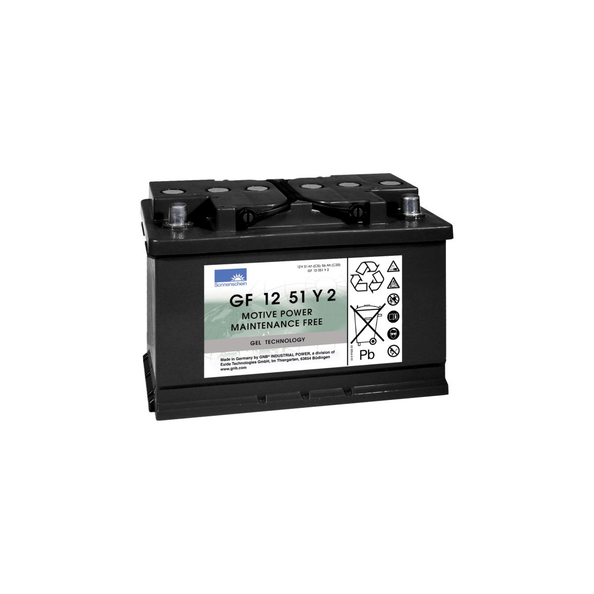 Exide Sonnenschein GF 12 051 Y 2 dryfit Blei Gel Antriebsbatterie 12V 56Ah (5h) VRLA